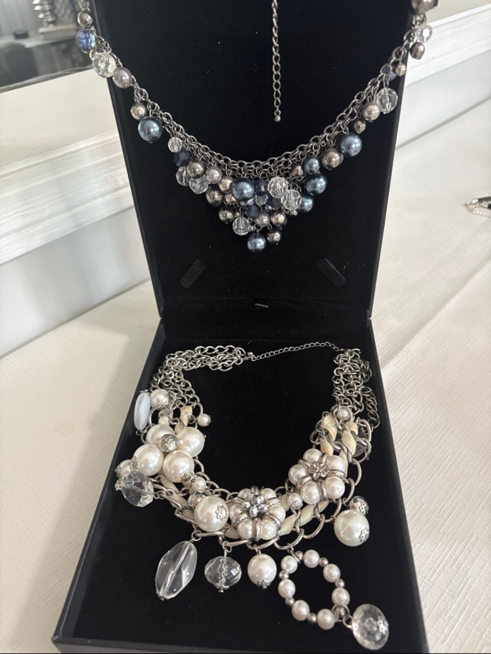 Silver-Tone Pearl & Crystal Statement Necklace - Women Jewelry